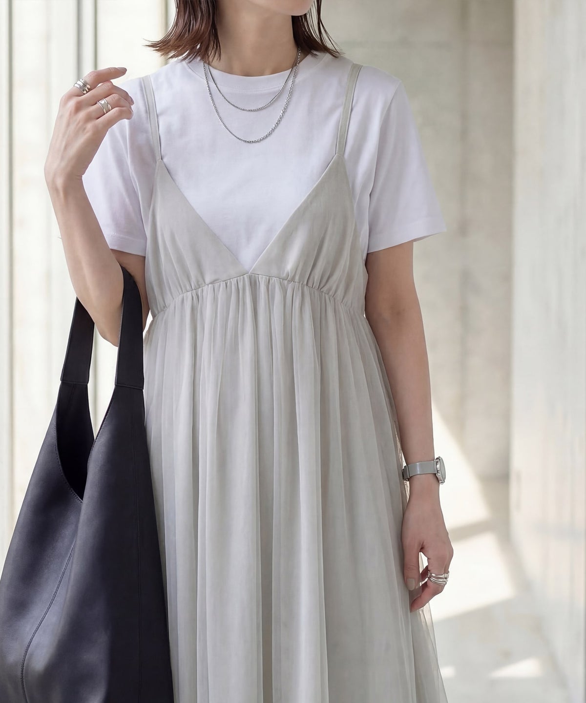 着用イメージ 163cm ライトグレー