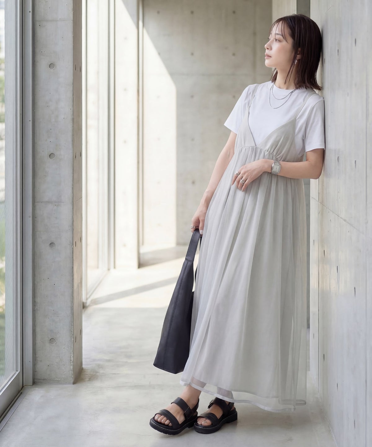 着用イメージ 163cm ライトグレー