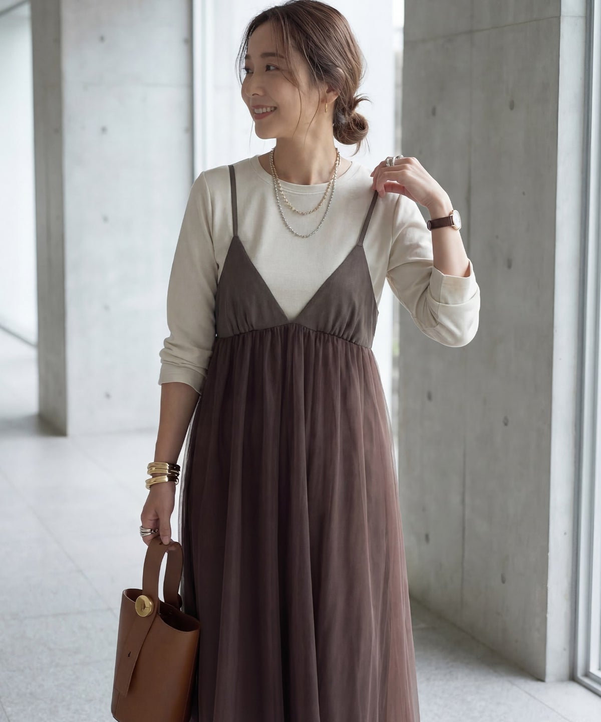 着用イメージ 163cm ブラウン