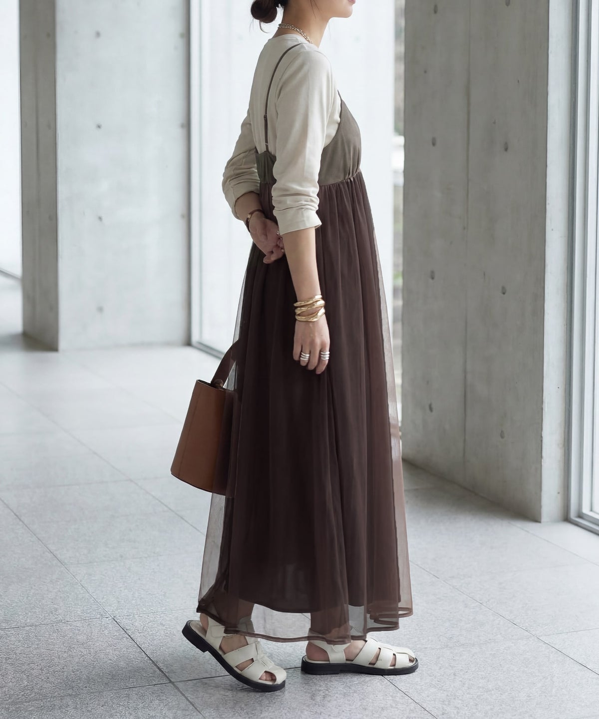 着用イメージ 163cm ブラウン