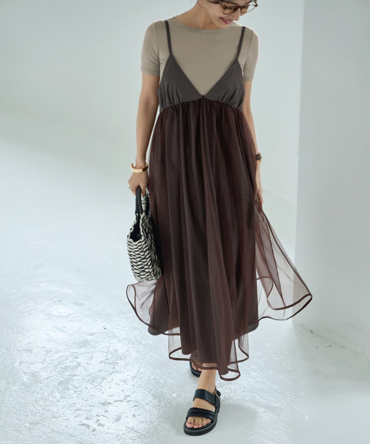 着用イメージ 167cm ブラウン