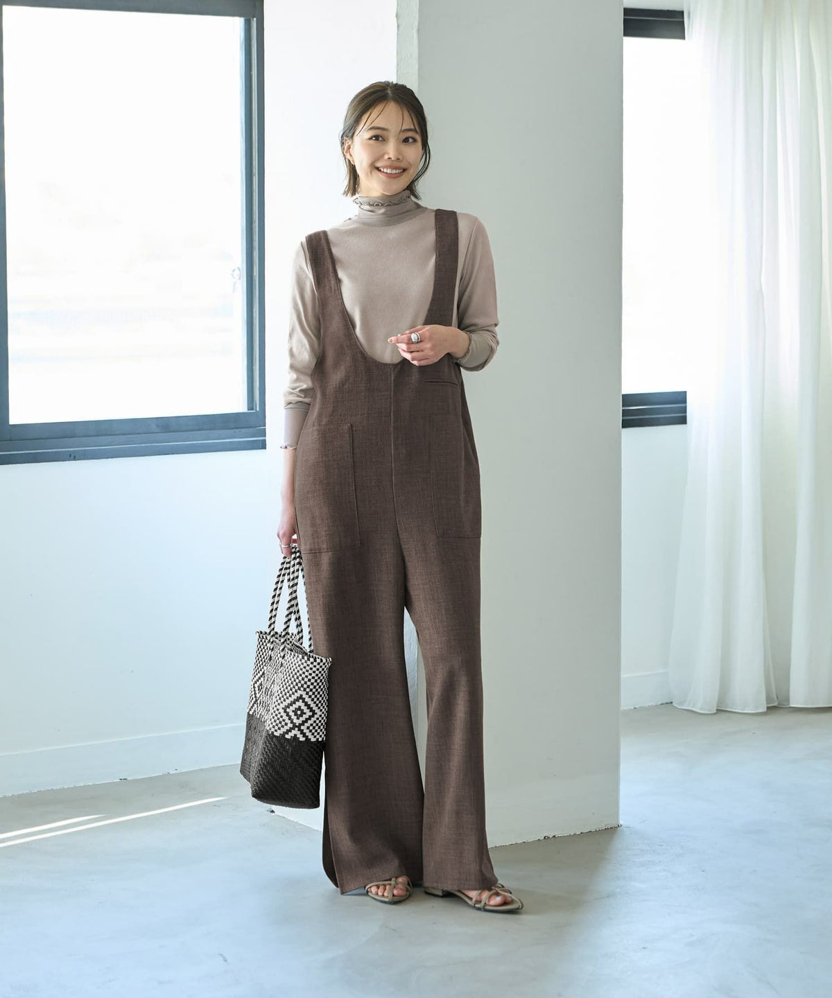 着用イメージ 167cm ダークグレージュ