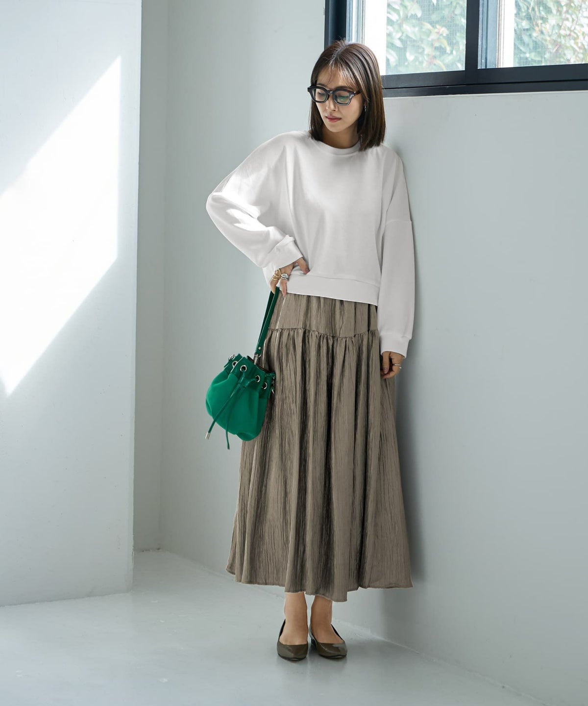 着用イメージ 167cm カーキ