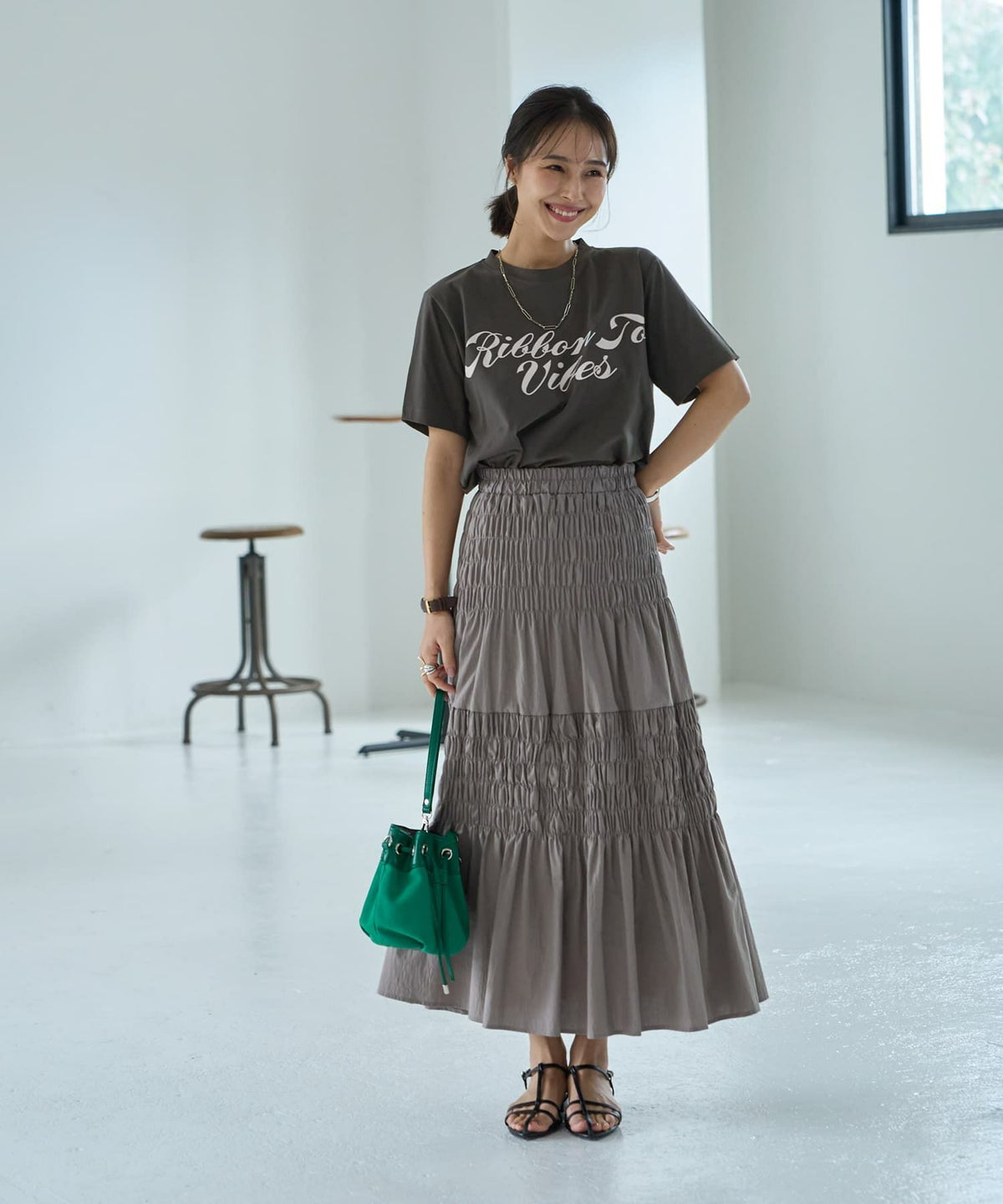 着用イメージ 167cm ストーン