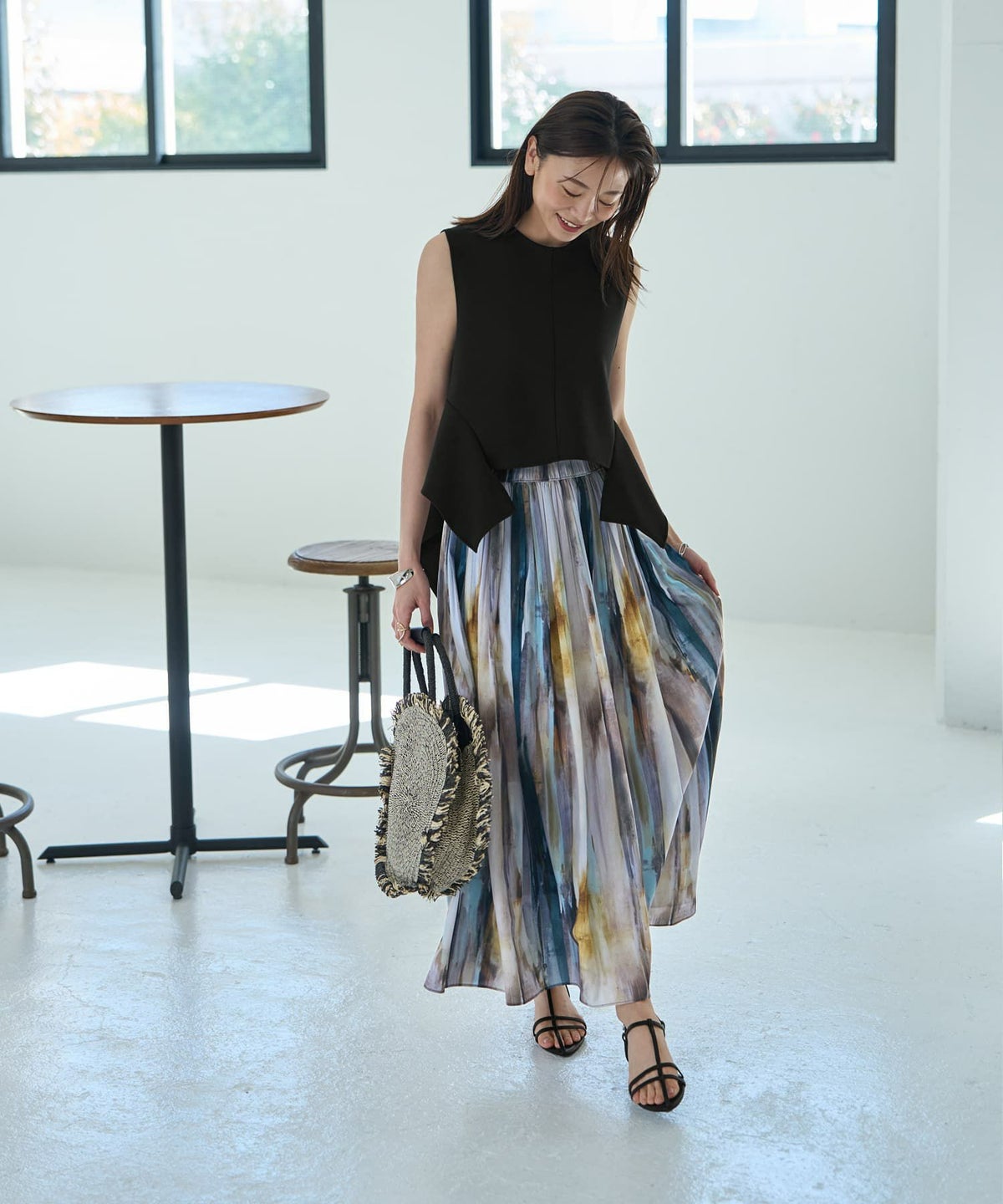 着用イメージ 166cm ブルーミックス