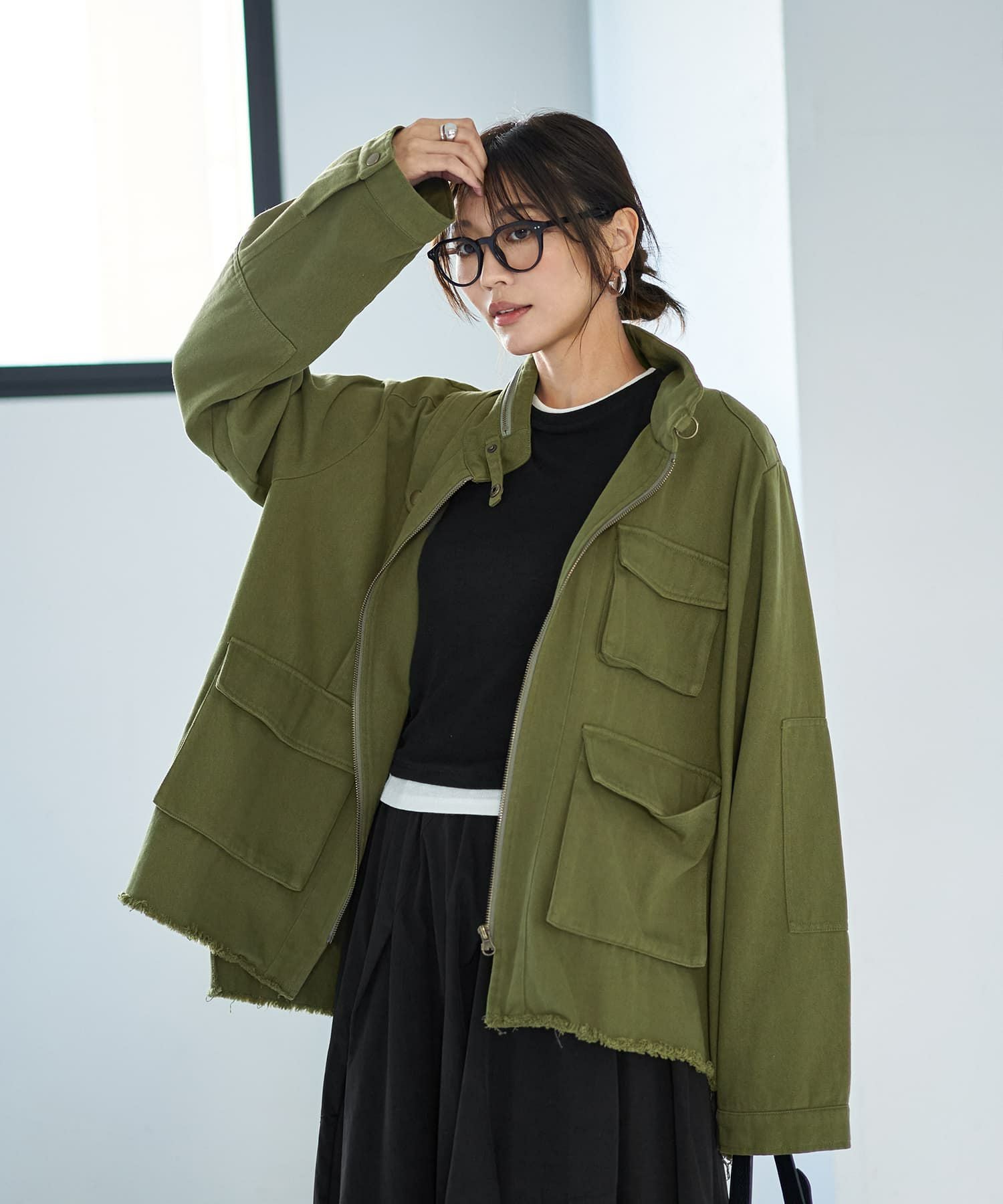洗い加工ミリタリージャケット | おしゃれな大人レディース
