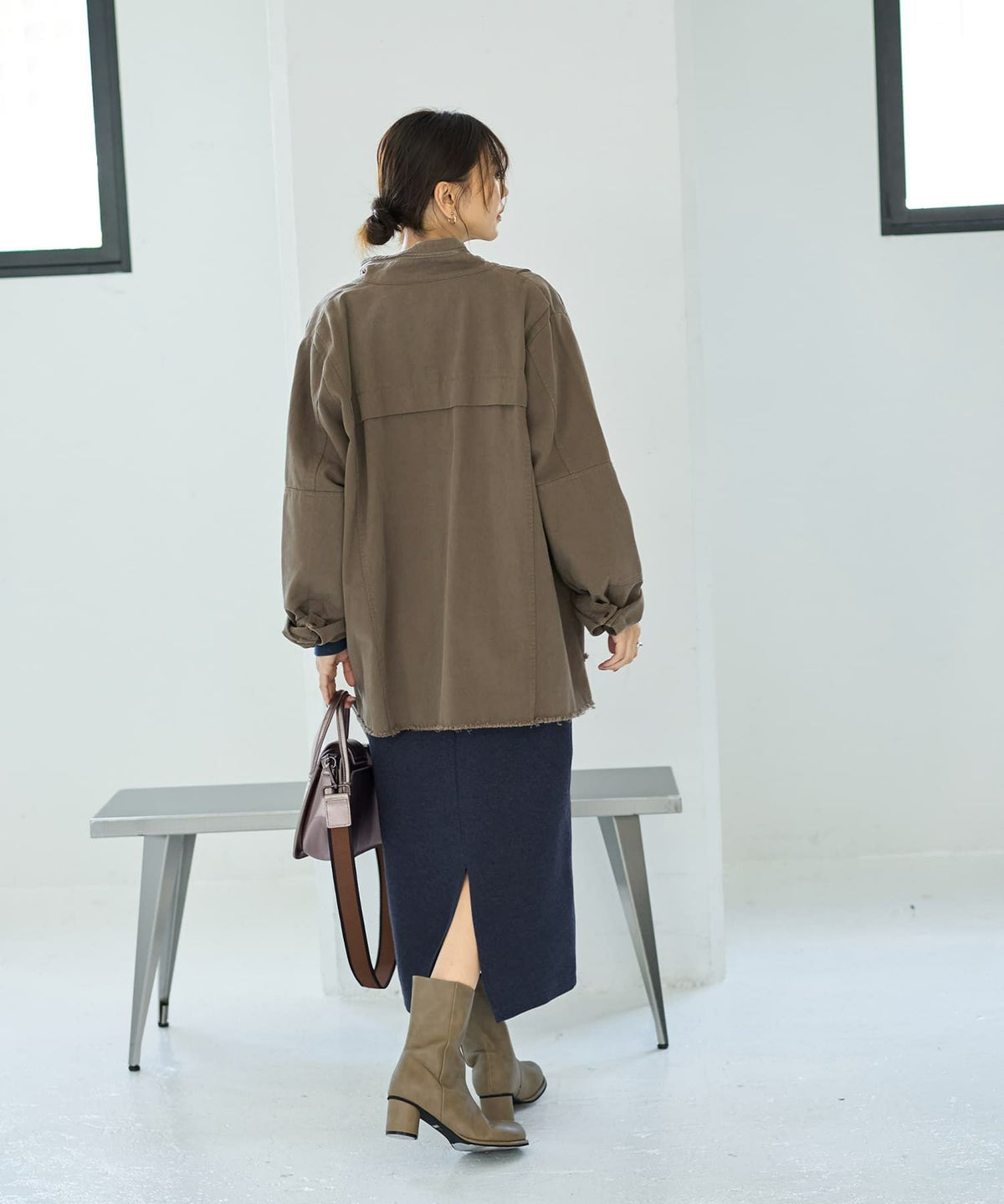 着用イメージ 166㎝　グレイッシュカーキ