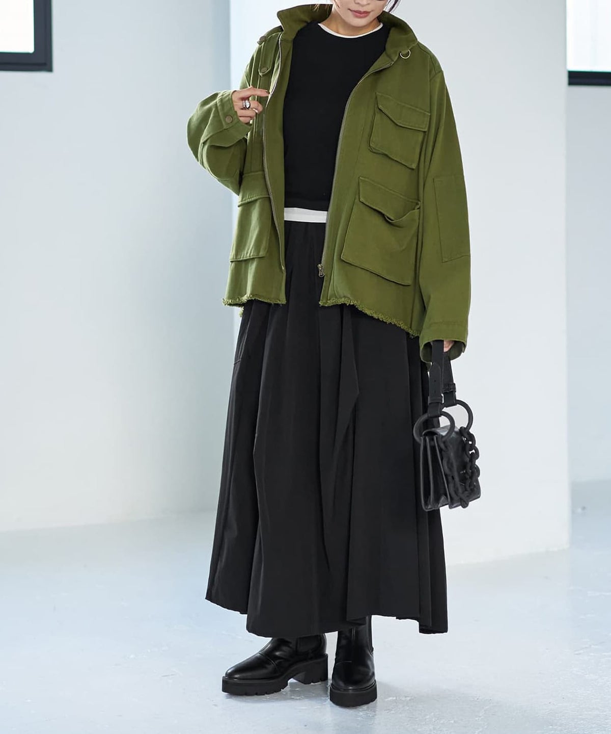 着用イメージ 166cm　マッチャ