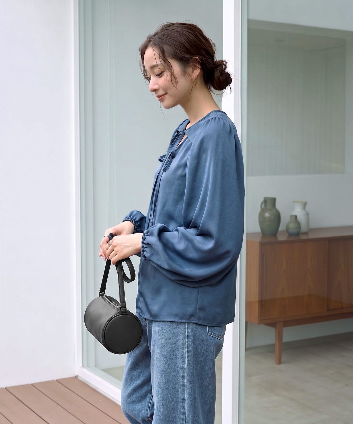 着用イメージ 163cm ニュアンスブルー