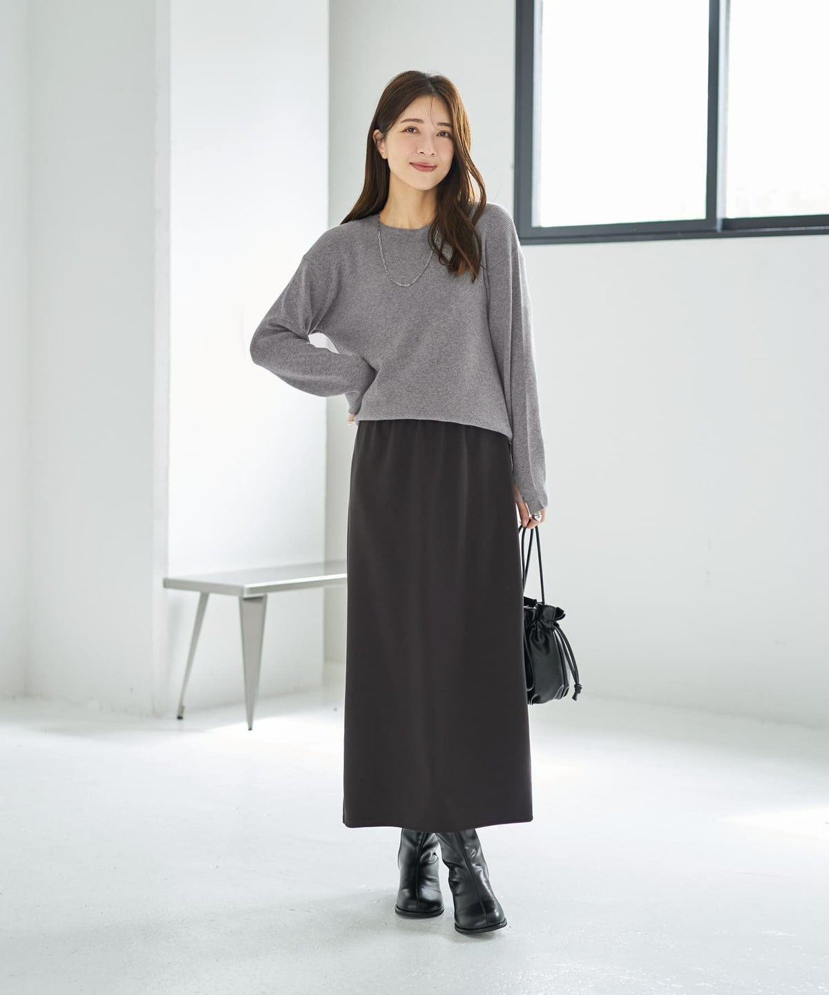 着用イメージ 166cm ノワールブラウン 02サイズ