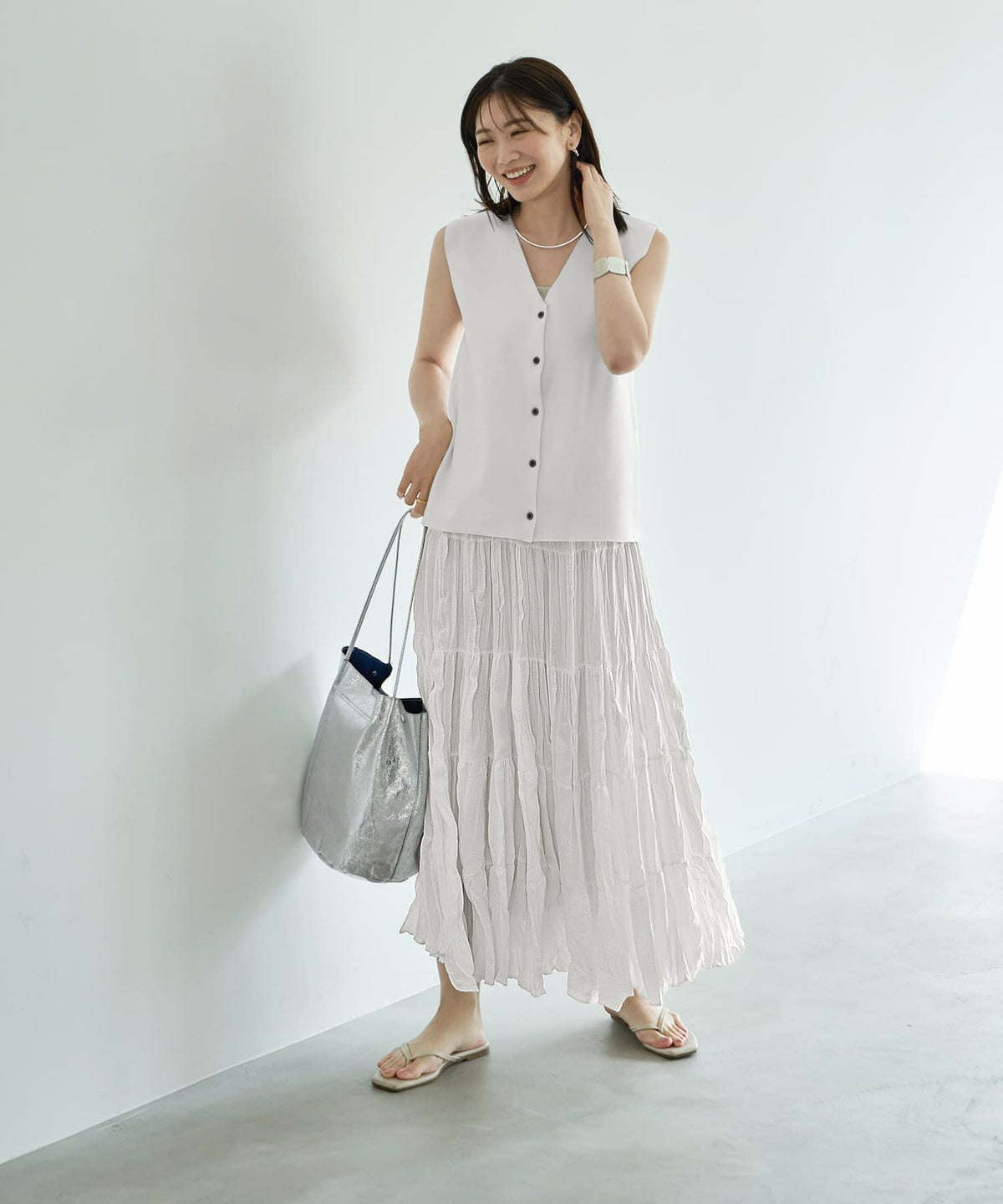 着用イメージ 166cm アイボリー