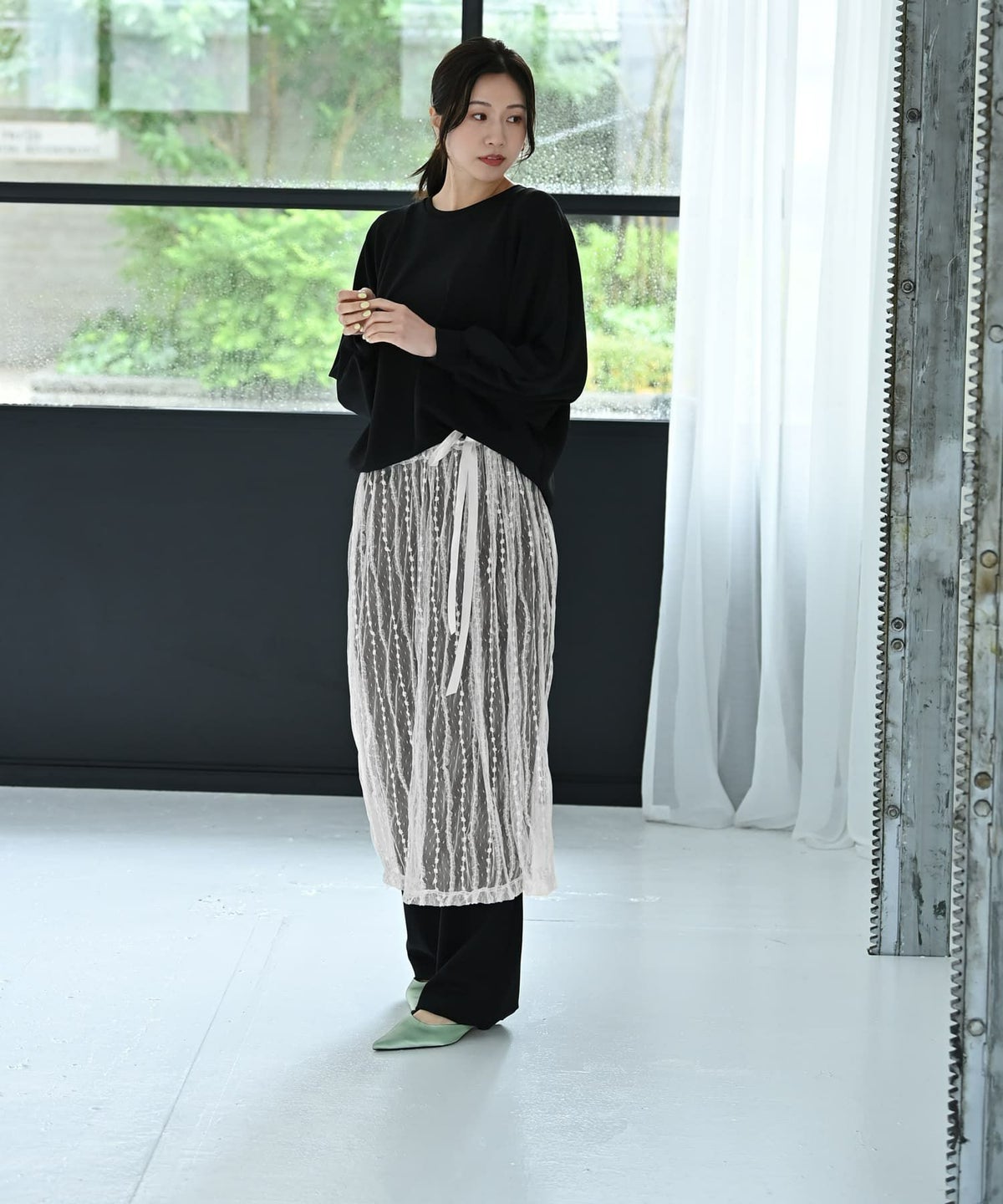 着用イメージ 170cm アイボリー