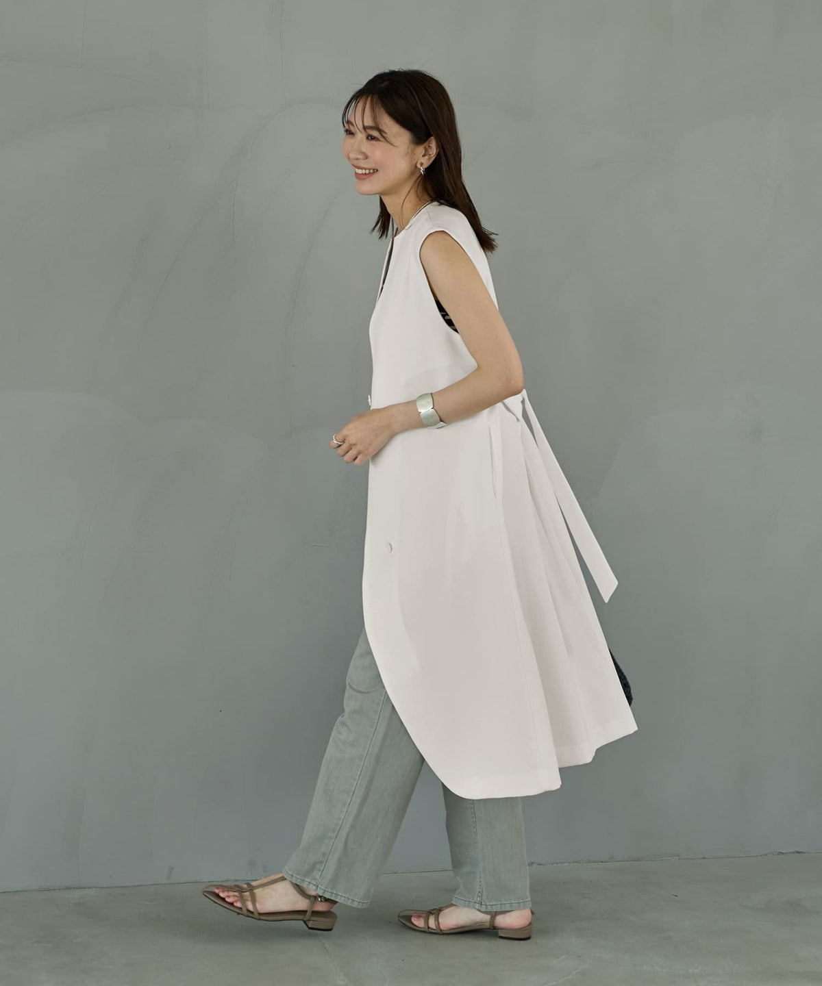 着用イメージ 166cm アイボリー