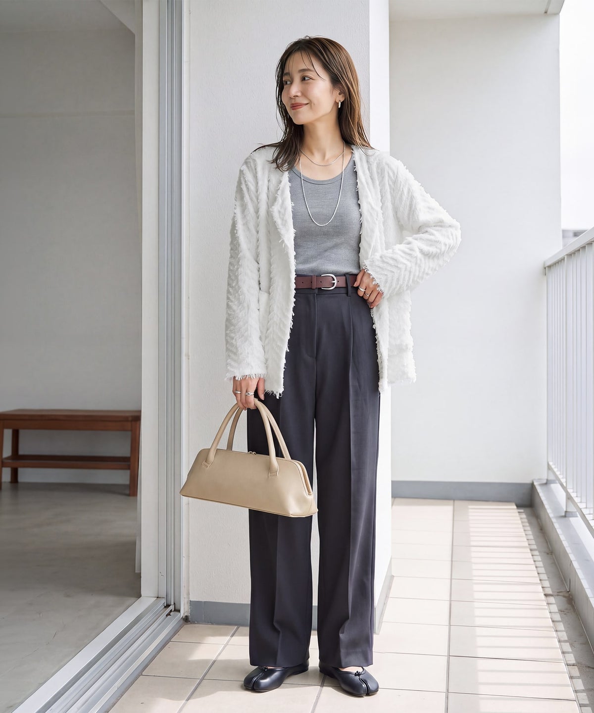 着用イメージ 163cm ホワイト