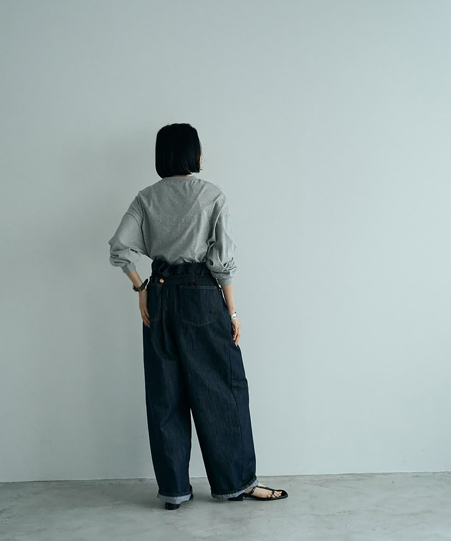 marjour TUCK DENIM タックデニムパンツ 濃紺 ワイド M MARJOUR】TUCK DENIM | おしゃれな大人レディースファッション通販