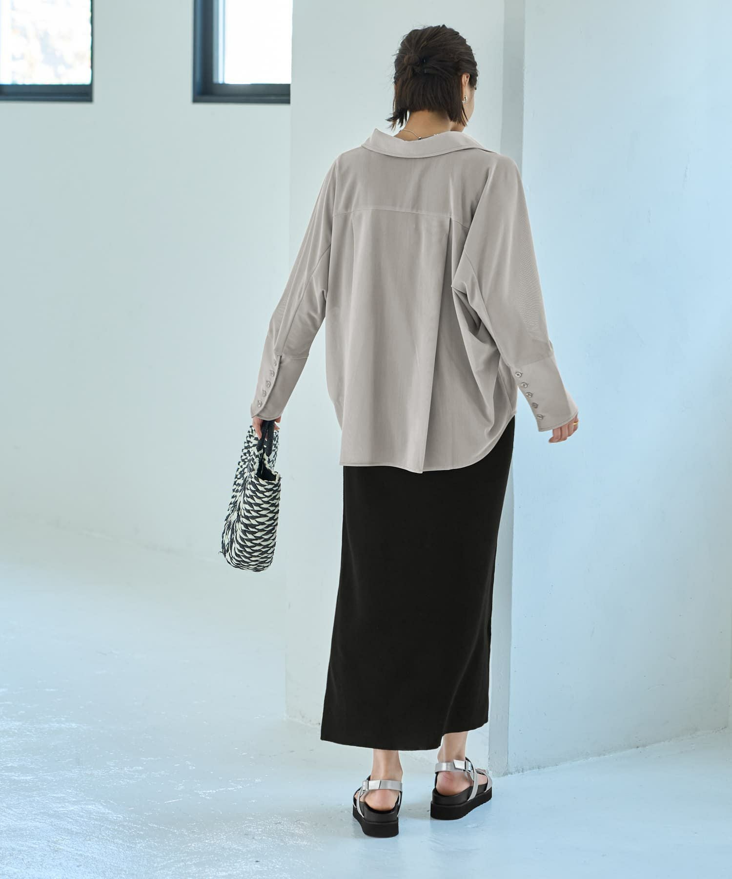 微シアーストレッチメッシュシャツ | おしゃれな大人レディース
