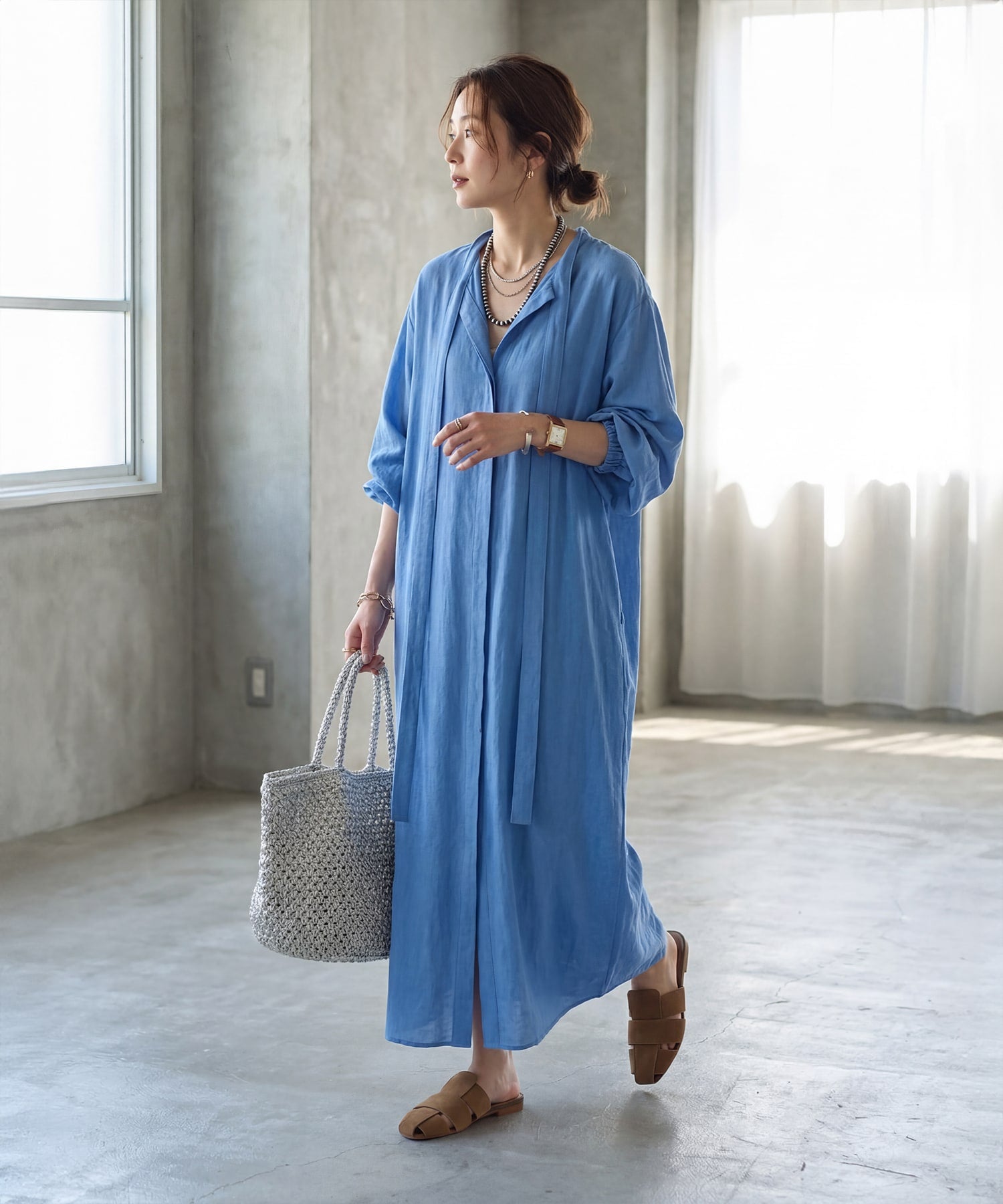 デパリエ　ロングワンピース　DEPAREILLE　コットンギャザーワンピース DEPAREILLE｜デパリエの通販｜ELLE SHOP (エル・ショップ)