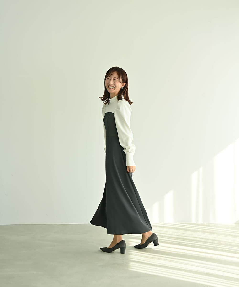 着用イメージ　161cm OFFWHIE×GRAY