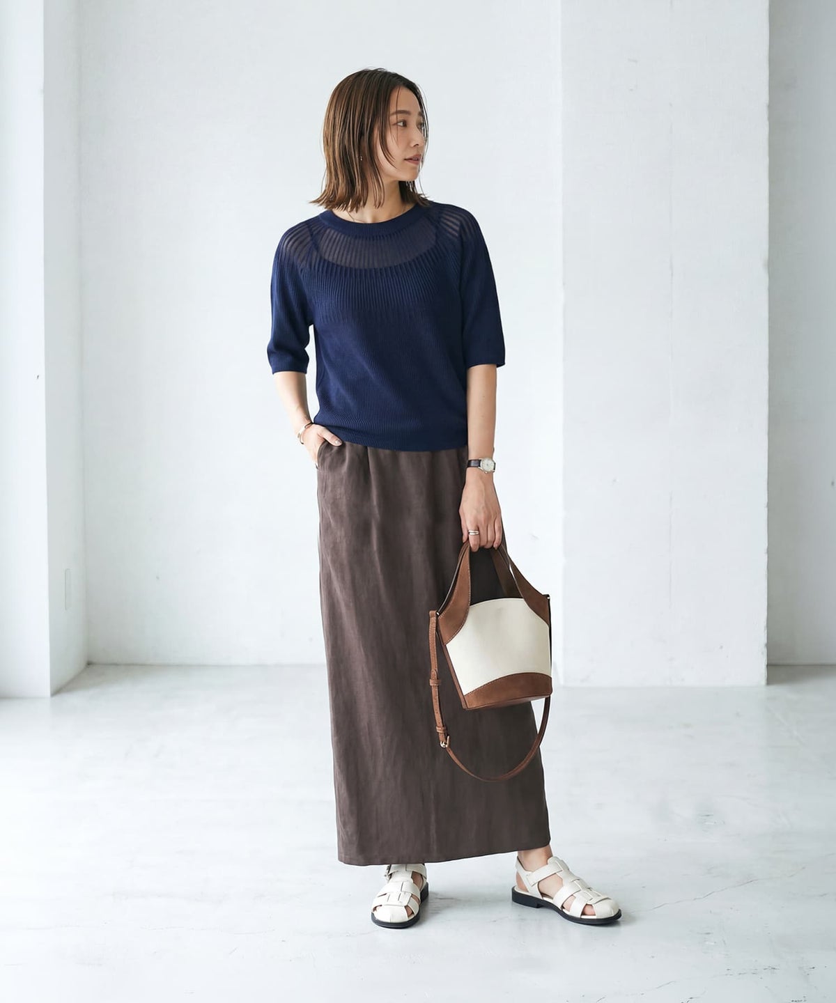 着用イメージ 163cm ネイビー