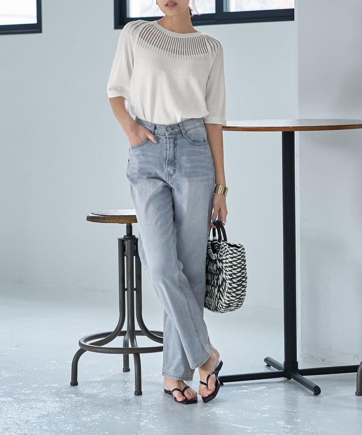 着用イメージ　167cm ホワイト