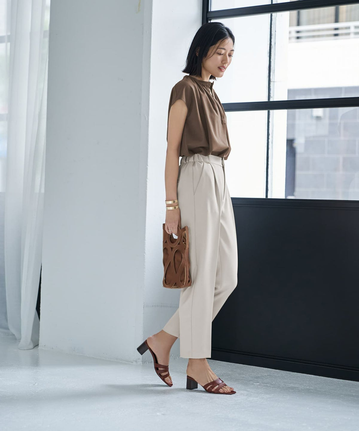 着用イメージ　167cm　エクリュベージュ