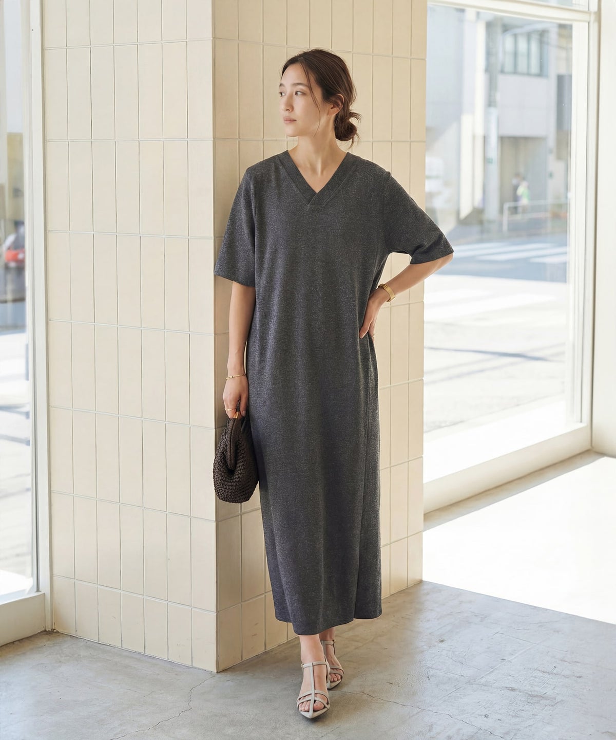 着用イメージ　167cm 02サイズ チャコール