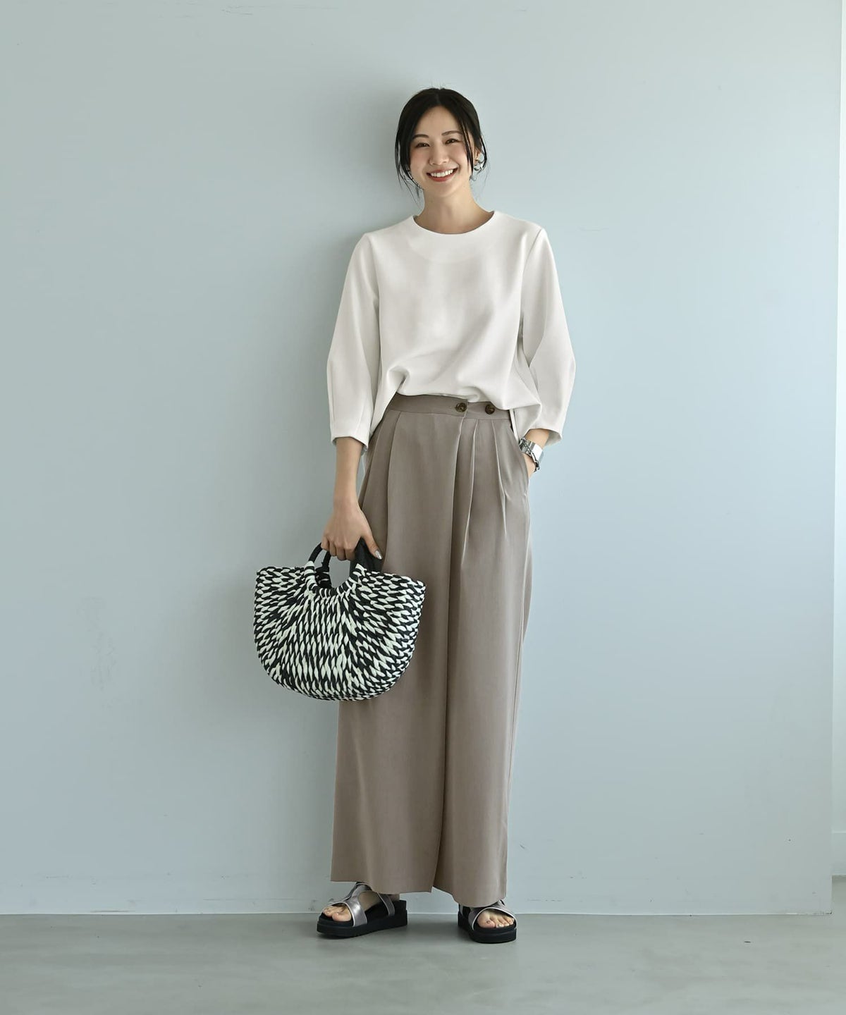 着用イメージ　172cm ホワイト