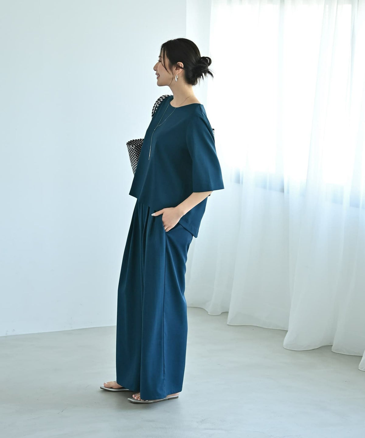 着用イメージ　172cm ブルーグリーン