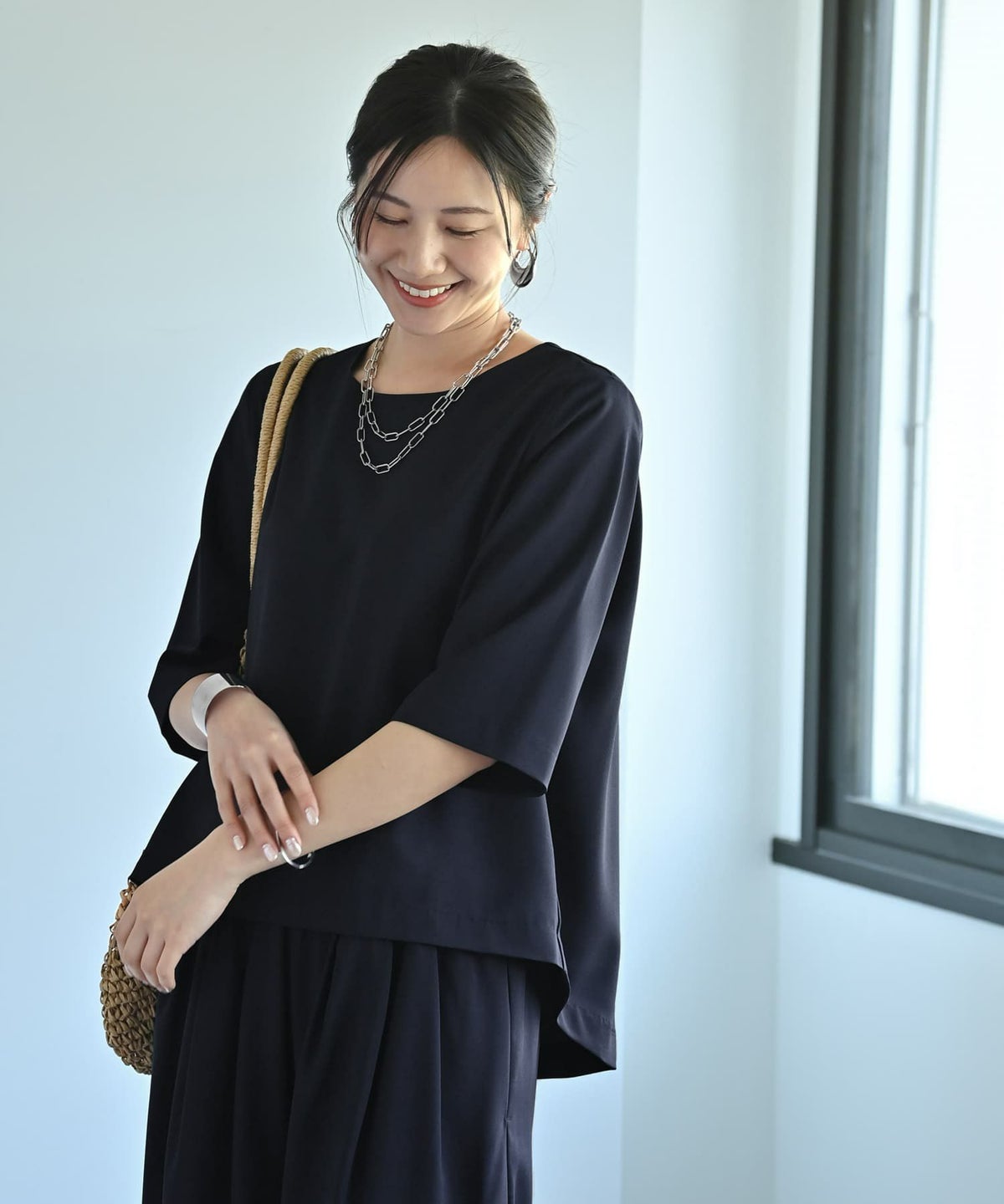 着用イメージ　172cm ネイビー