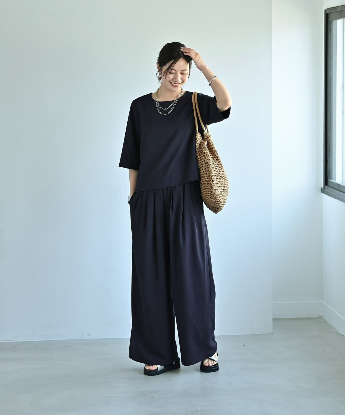 着用イメージ　172cm ネイビー