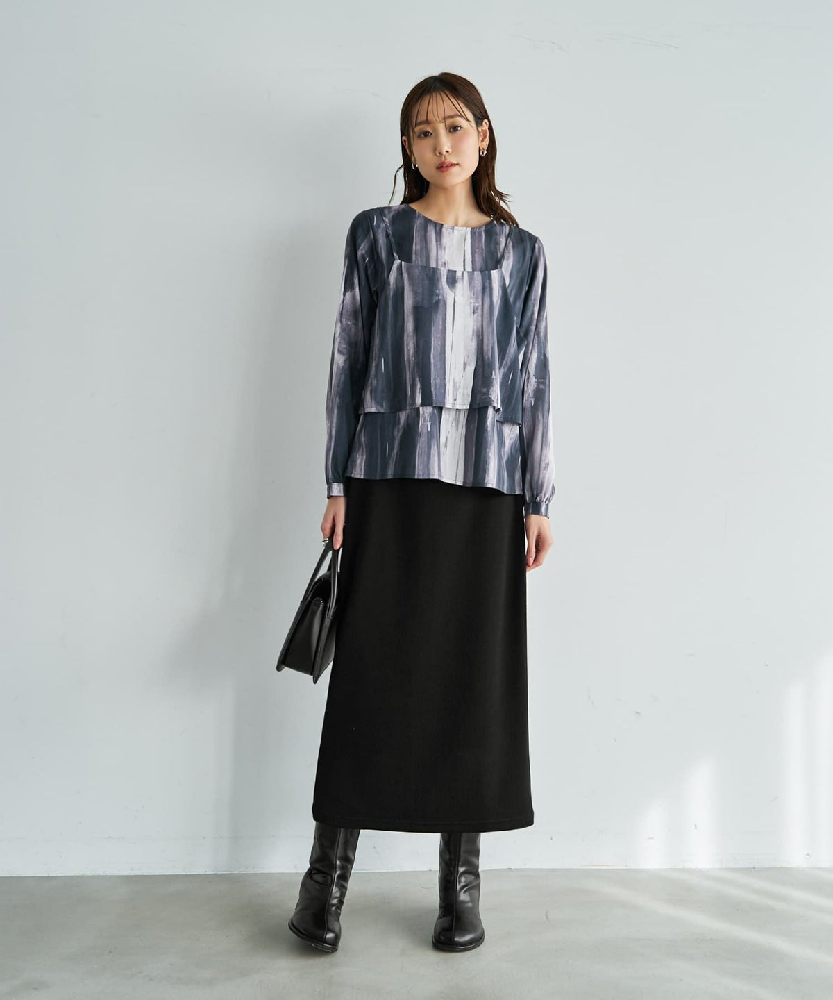 着用イメージ　165cm ブラックミックス