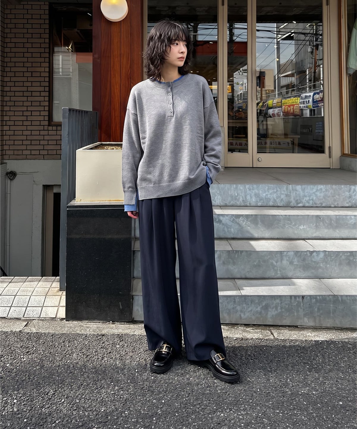 着用イメージ 170cm ネイビー F