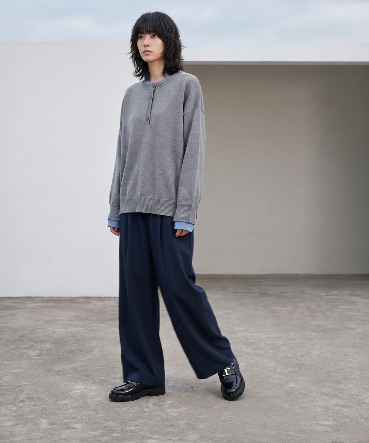 着用イメージ 170cm ネイビー F