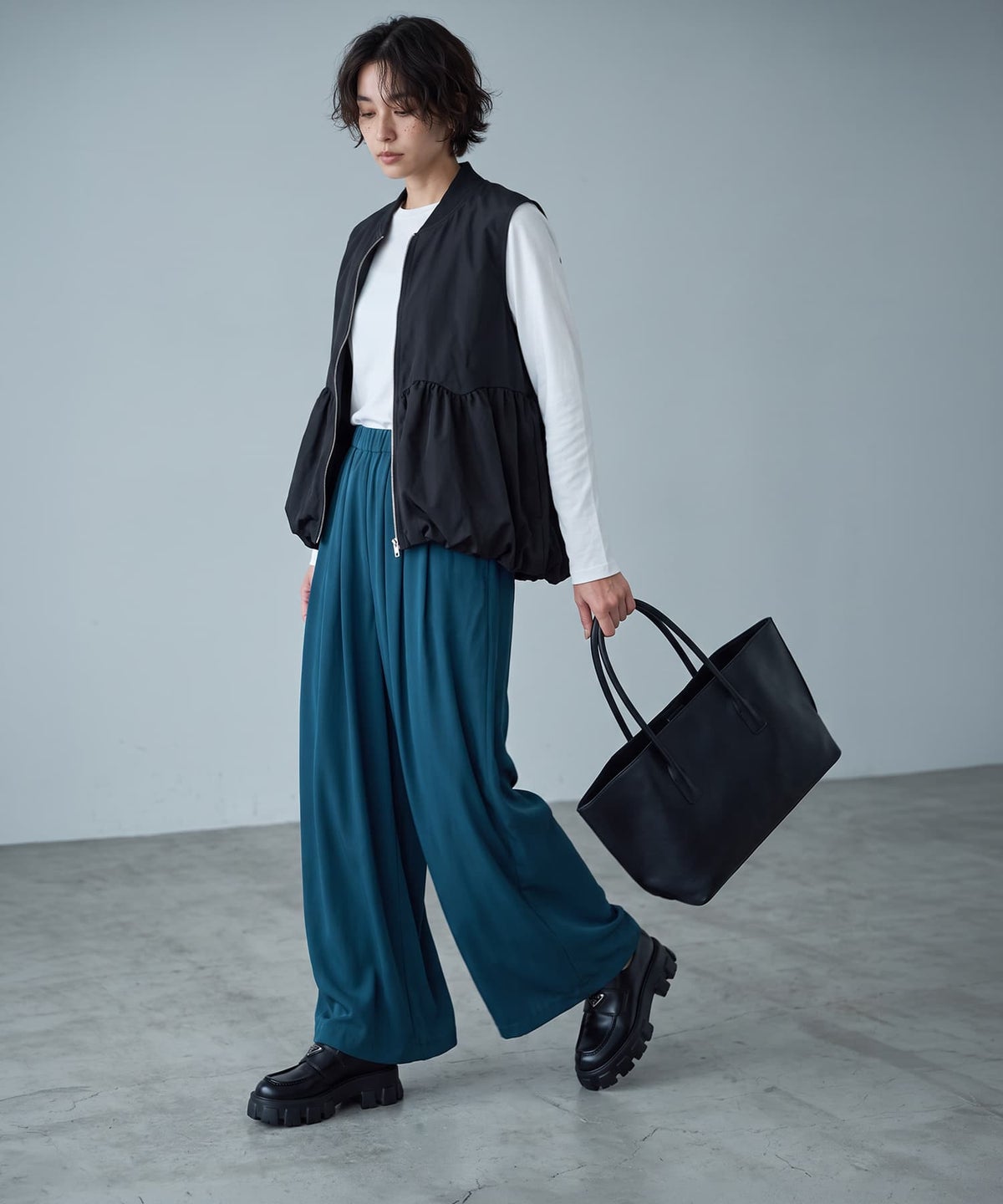 着用イメージ 170cm ブルーグリーン F