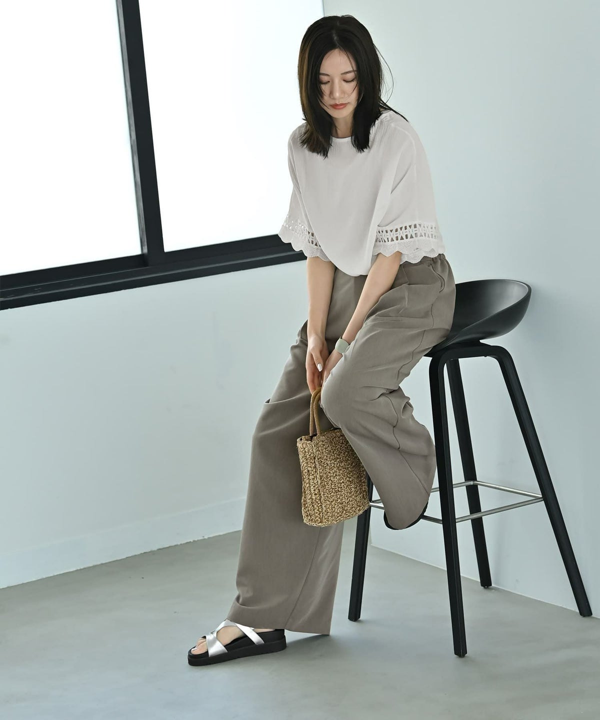 着用イメージ 172cm オリーブグレー F