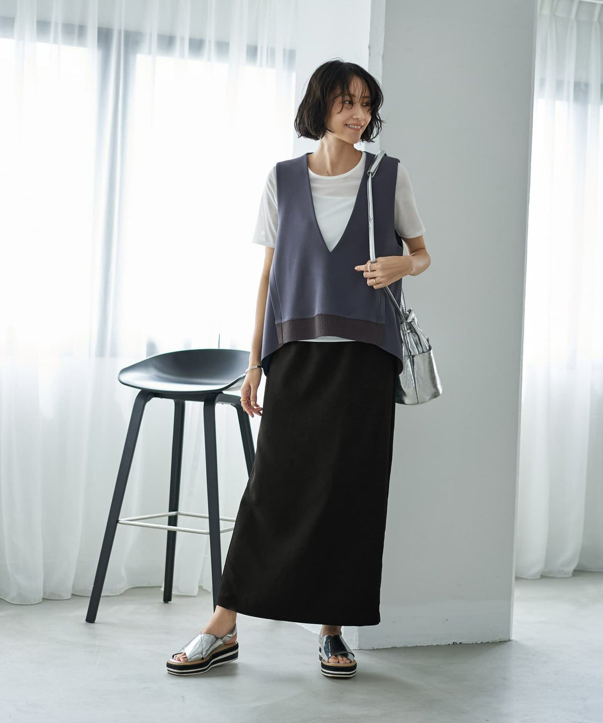 着用イメージ　167cm ホワイト