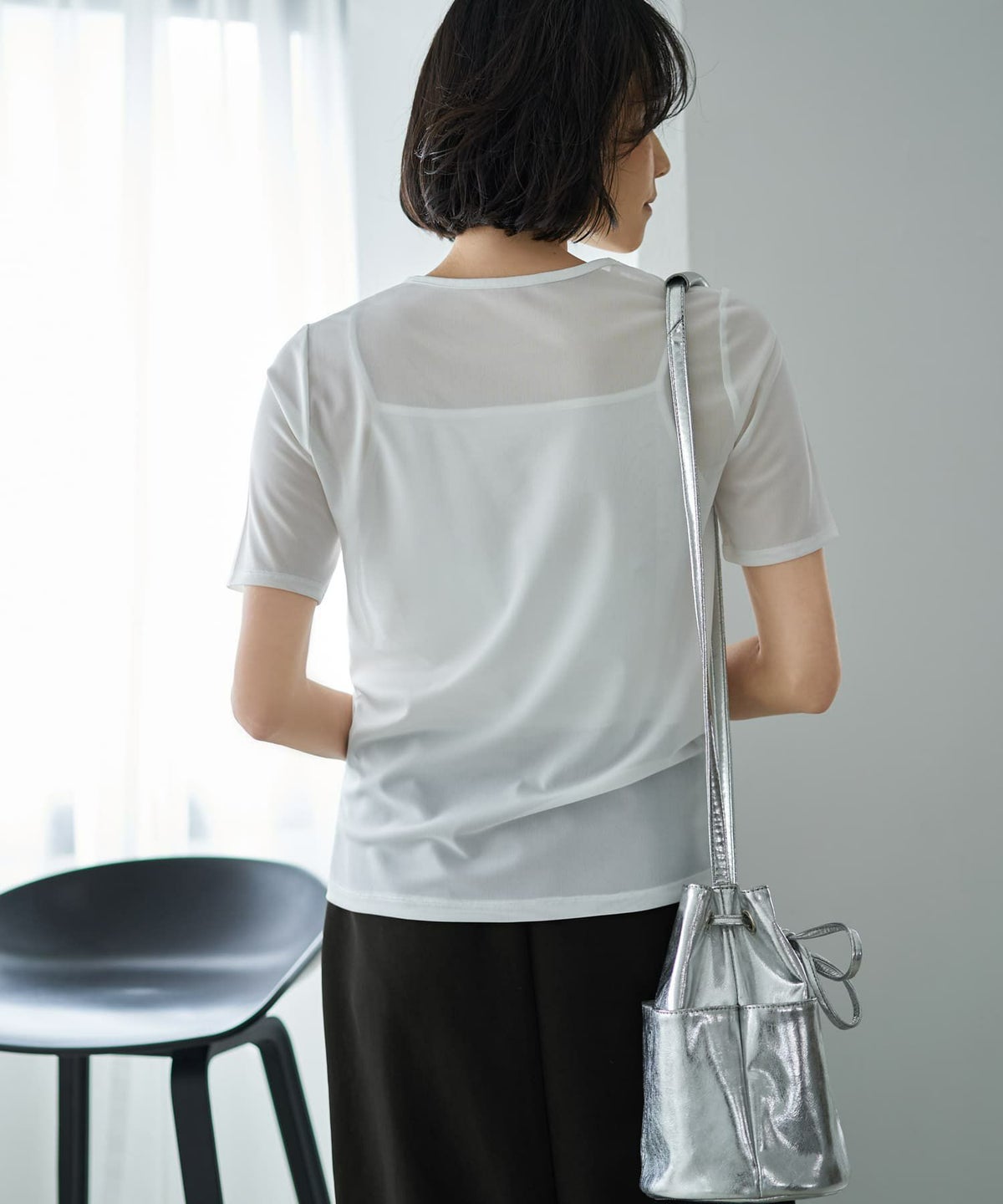 着用イメージ　167cm ホワイト