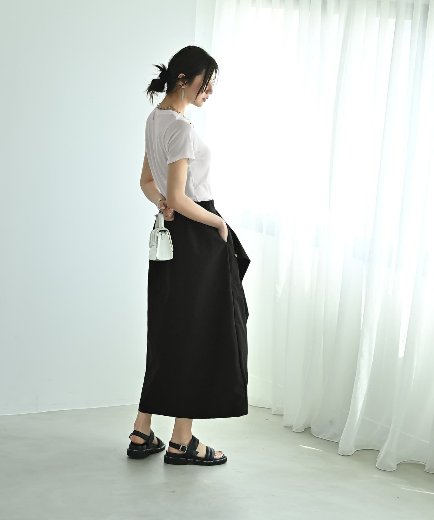 BLK001】アシンメトリータックスカート | おしゃれな大人レディース