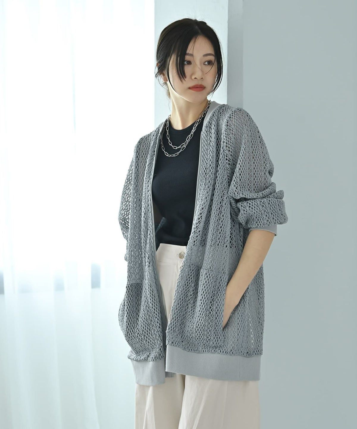 着用イメージ 172cm ブルーグレー