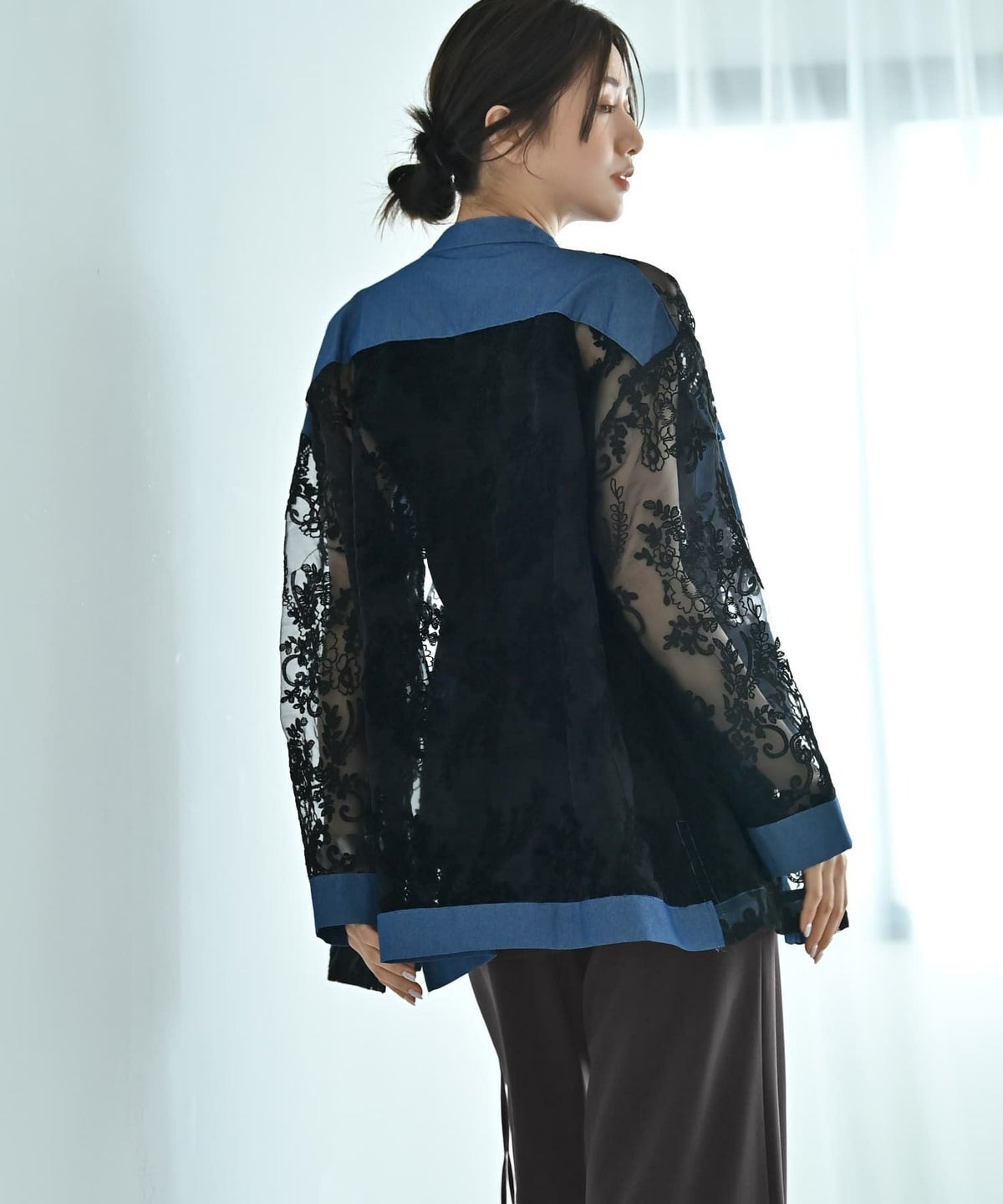 着用イメージ 172cm ブラック×インディゴ