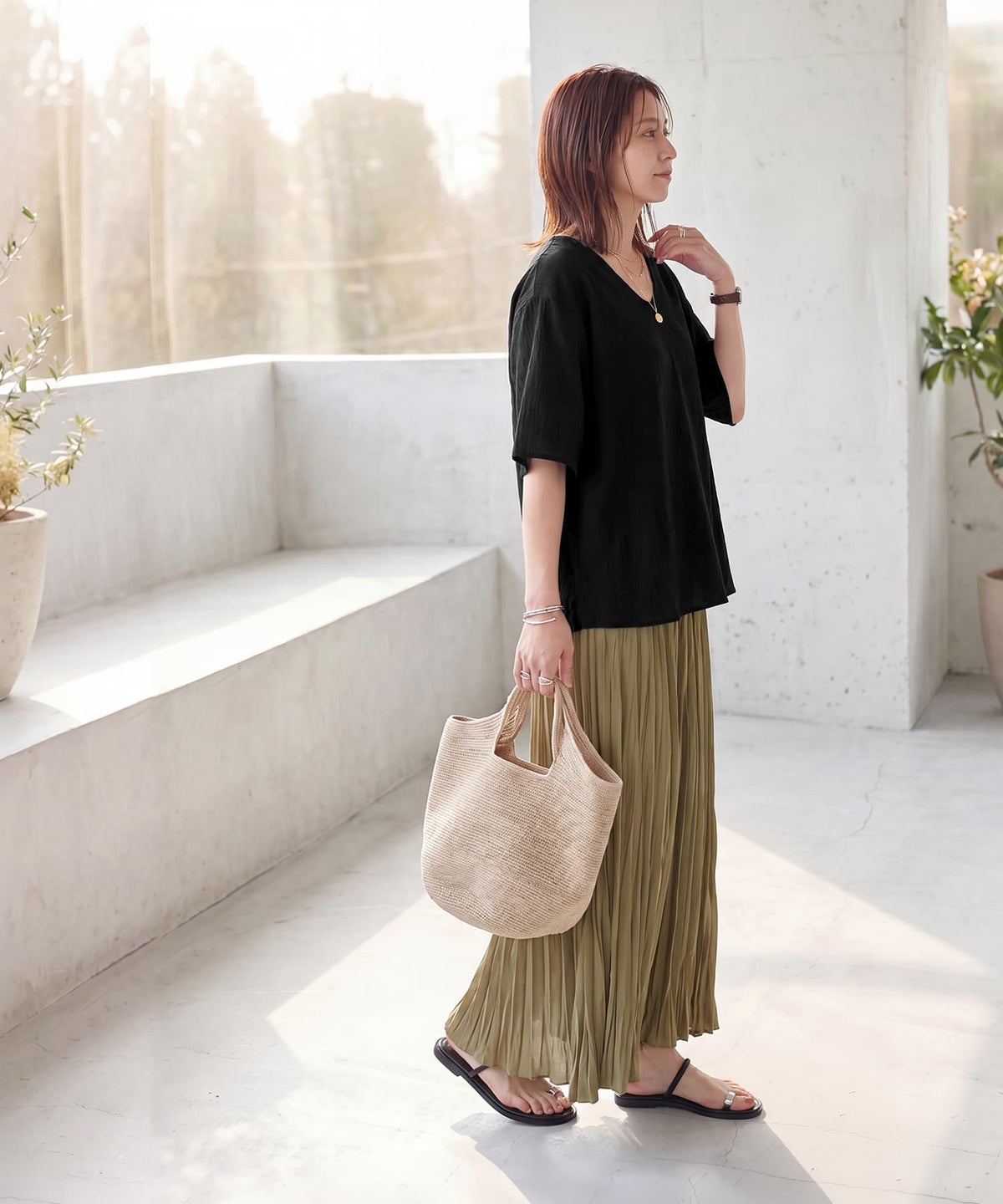 着用イメージ　163cm ブラック