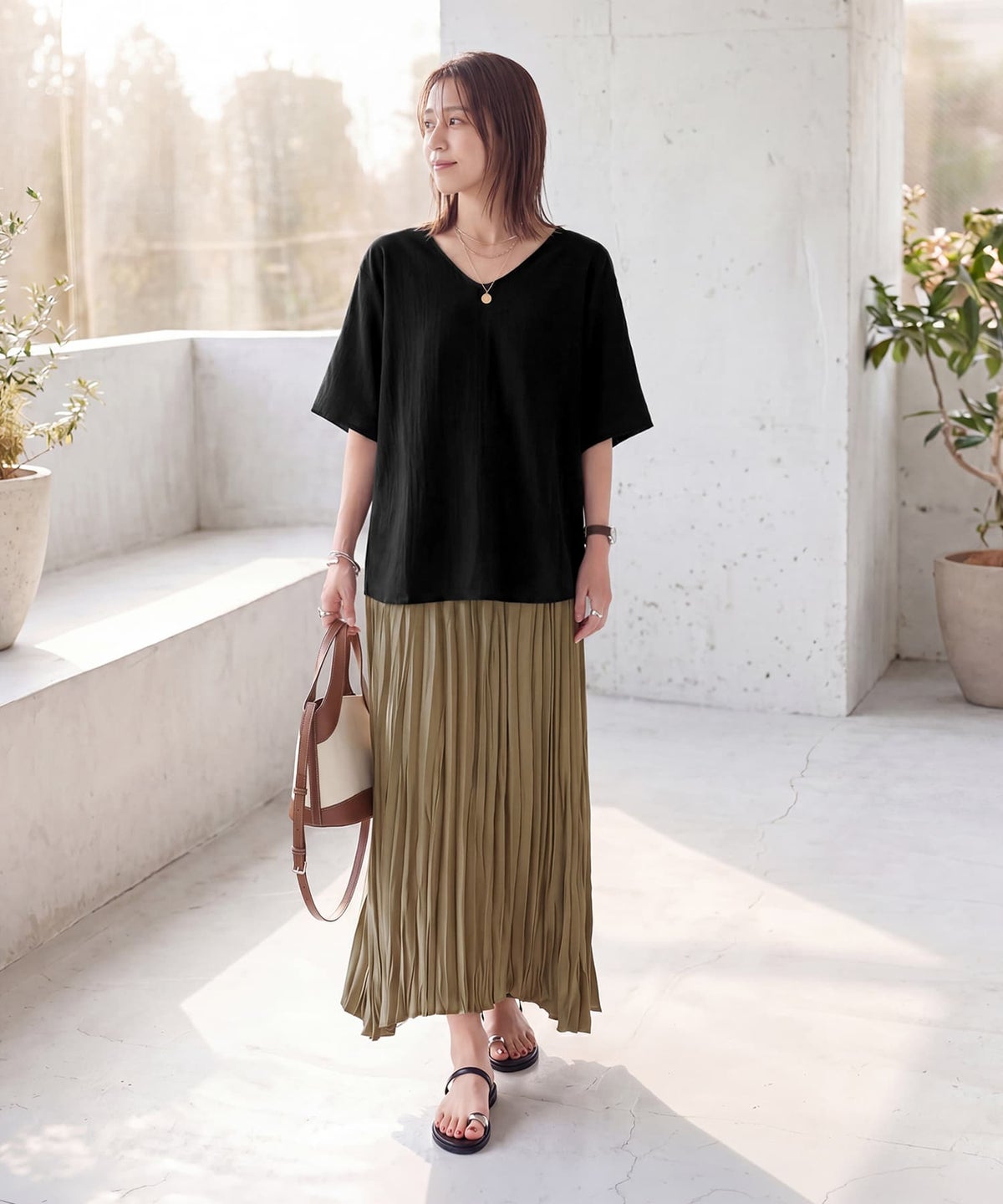 着用イメージ　163cm ブラック