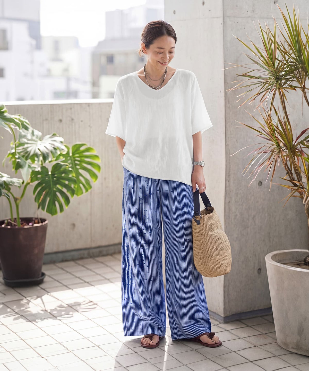 着用イメージ　163cm ホワイト