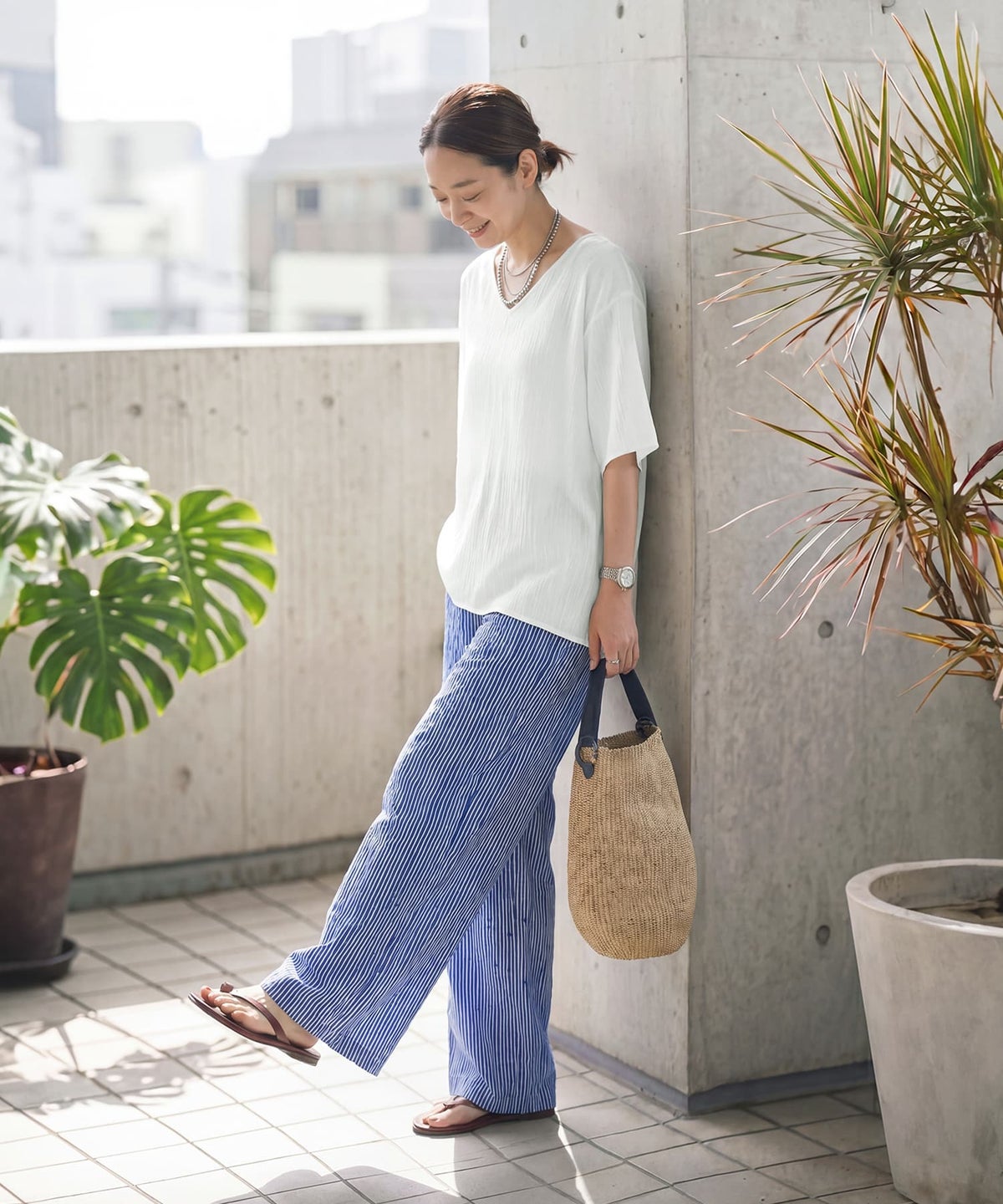 着用イメージ　163cm ホワイト