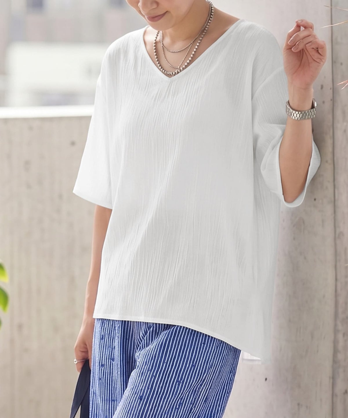 着用イメージ　163cm ホワイト