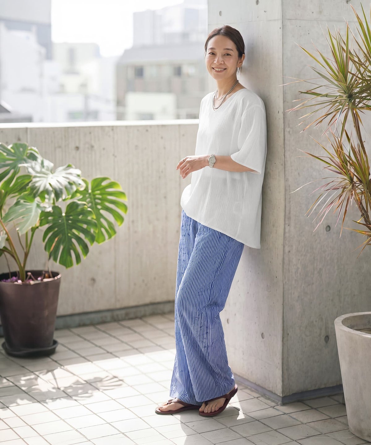 着用イメージ　163cm ホワイト