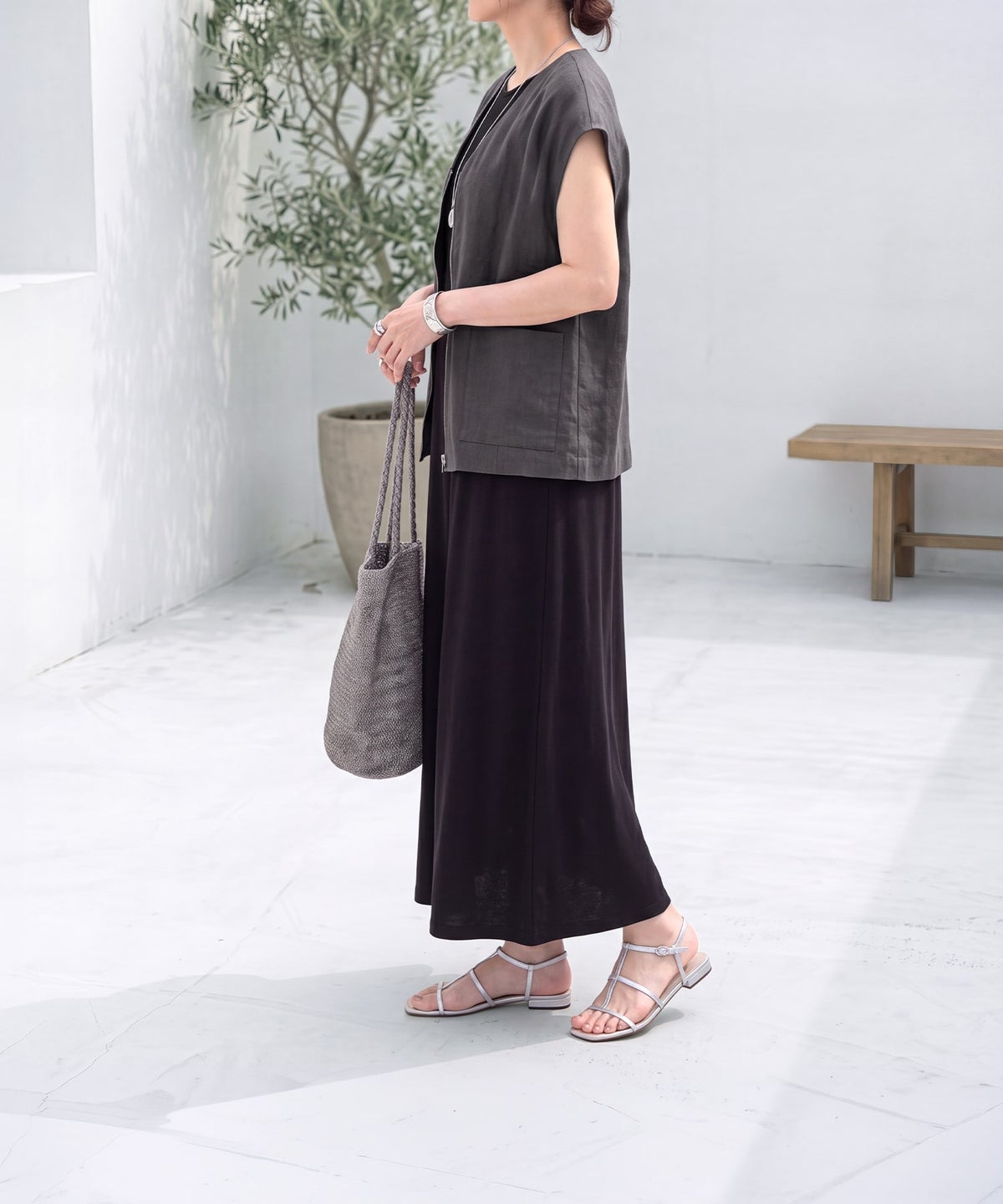着用イメージ　163cm チャコール