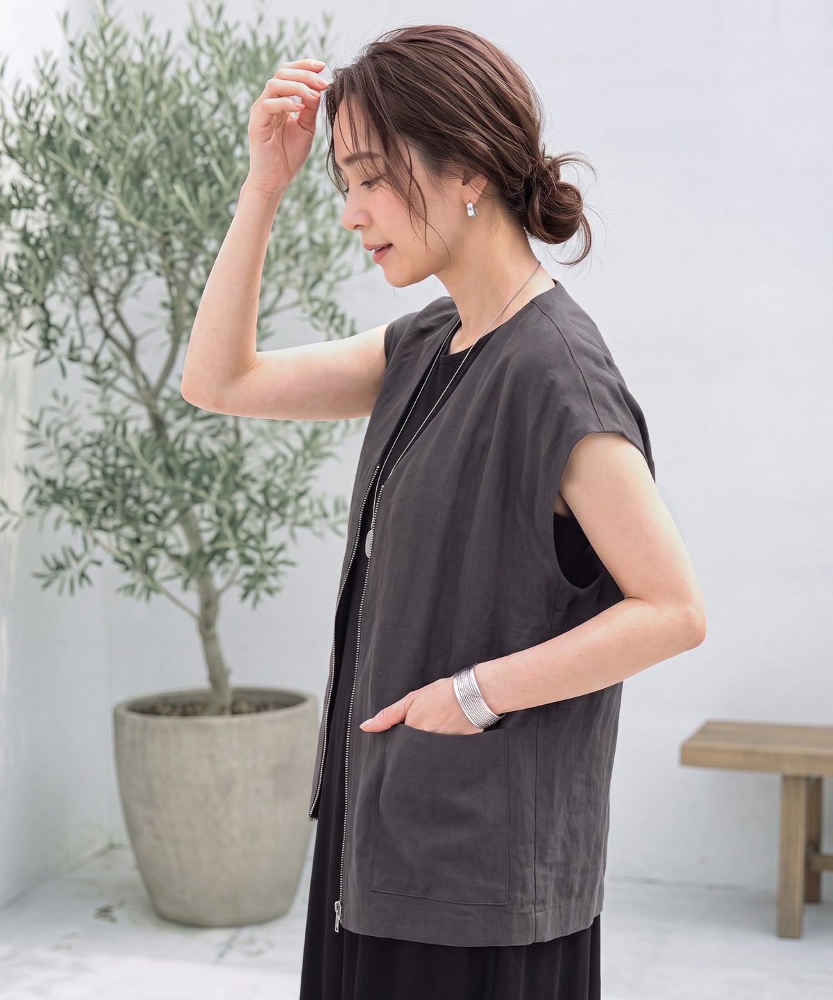 着用イメージ　163cm チャコール