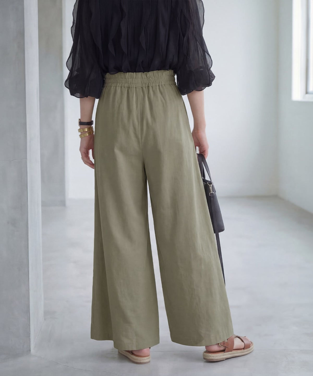 着用イメージ　166cm オリーブベージュ