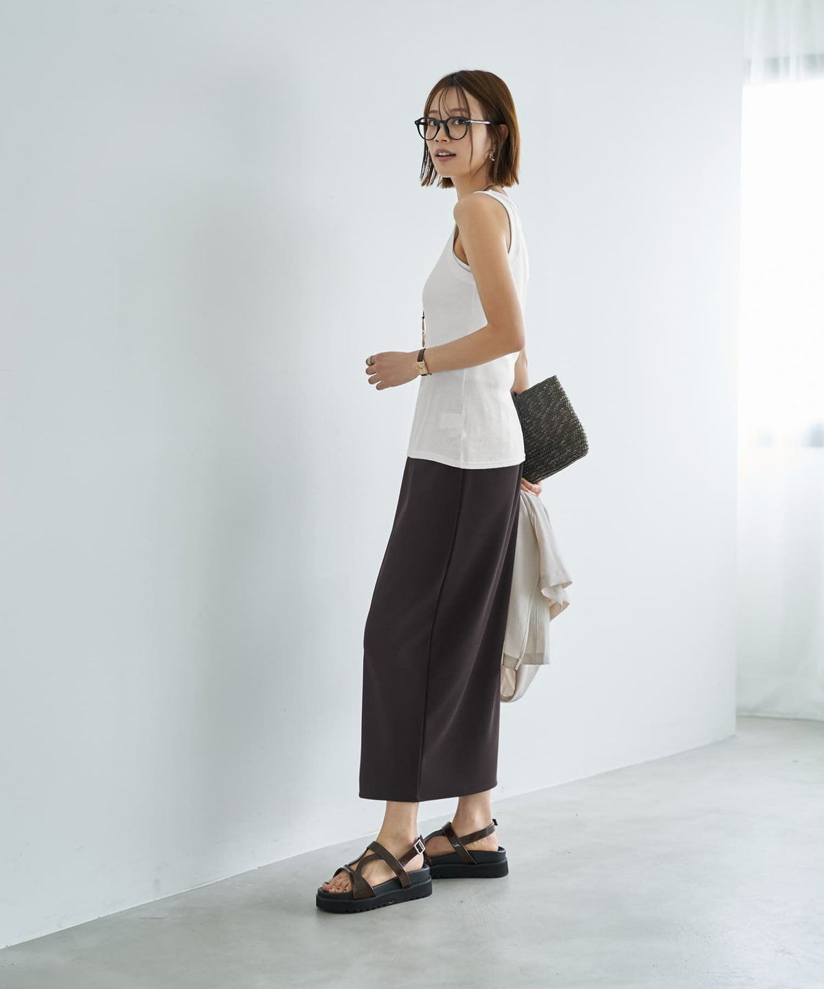 着用イメージ　167cm ホワイト